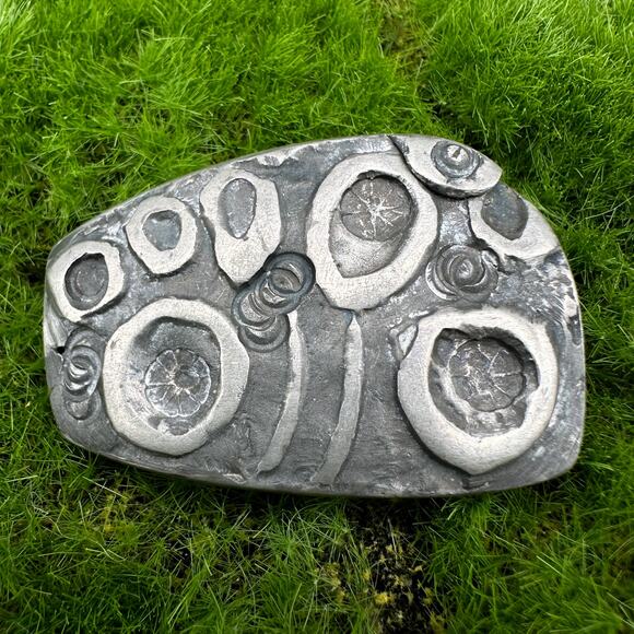 Brutalist Egg-Shape Pewter Brooch | Antique Sterling Silver Celtic Shield Brooch - Picture 3 of 13